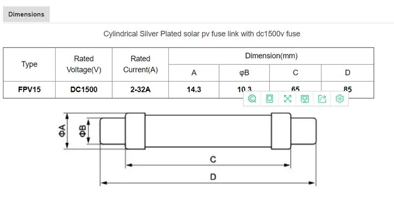 1500VDC Solar PV Cylindrical Ceramic Fuse10X85 14X85 Gpv